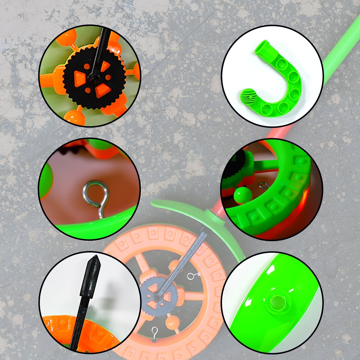 4435 Plastic Single Wheel Push Run toy with handle and two lights on wheel. push toy for Kids. DeoDap 4435 Plastic Single Wheel Push Run toy with handle and two lights on wheel. push toy for Kids. DeoDap